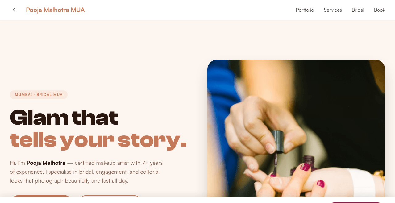 Makeup Artist website example